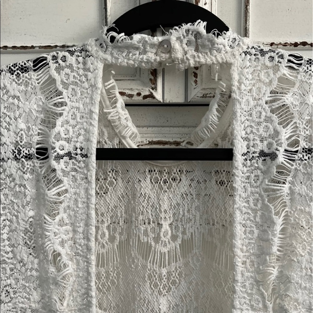 🤍🕊Free People White lace mini dress! Size L